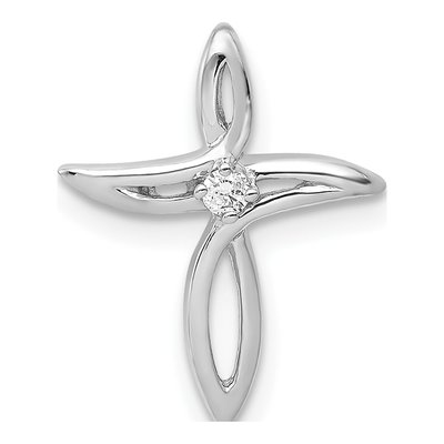 10K White Gold Diamond Cross Slide Pendant