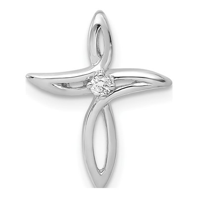 14K White Gold Diamond Cross Slide Pendant