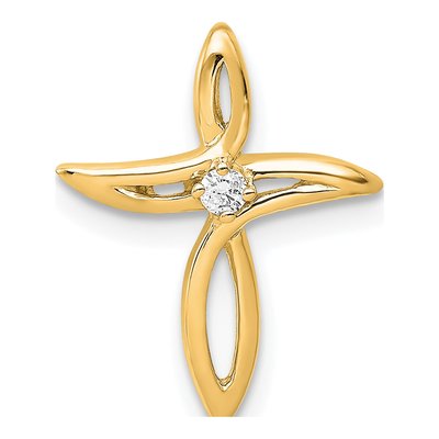 14K Yellow Gold Diamond Cross Slide Pendant