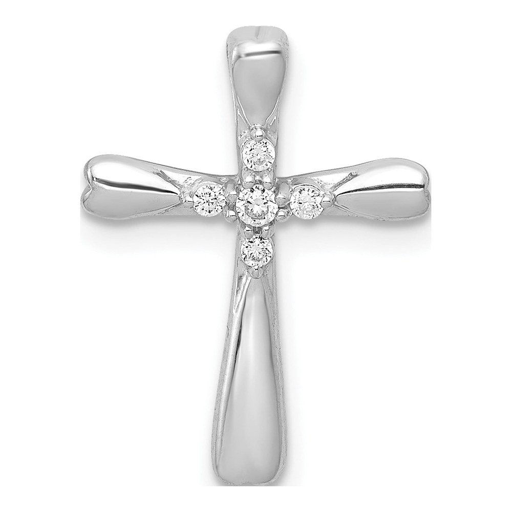 10K White Gold 1/20 ct tw Diamond Cross Slide Pendant