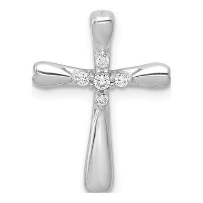 10K White Gold 1/20 ct tw Diamond Cross Slide Pendant
