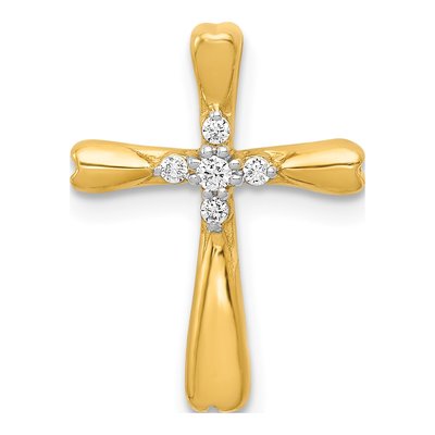 14K Yellow Gold 1/20 ct tw Diamond Cross Slide Pendant