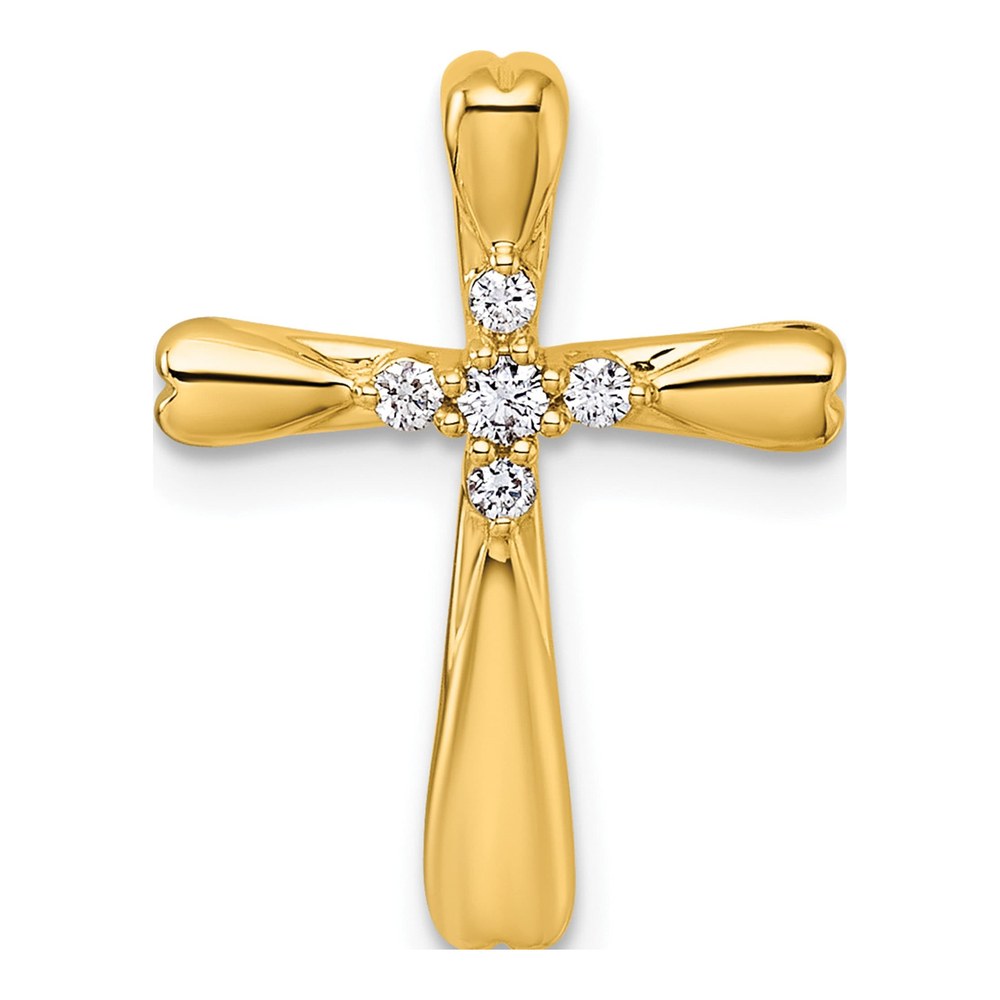 14K 1/10 Carat Diamond 5-Stone Cross Slide Pendant