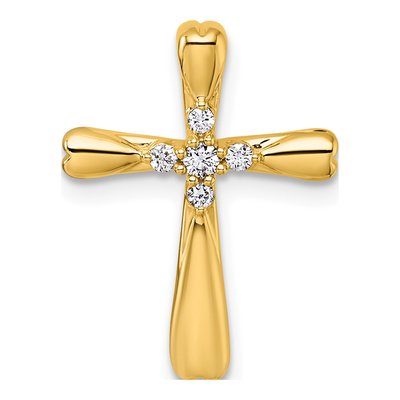 14K Yellow Gold 1/10 ct tw Diamond 5-Stone Cross Slide Pendant