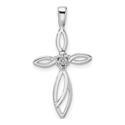 10K White Gold Diamond Cross Pendant Mounting