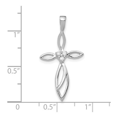10K White Gold 1/20 ct tw Diamond Cross Pendant – view 3
