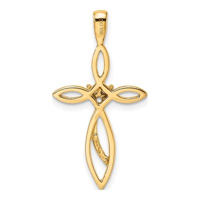 10K Yellow Gold Diamond Cross Pendant Mounting – view 4