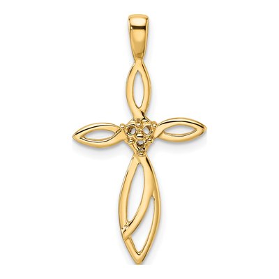 10K Yellow Gold Diamond Cross Pendant Mounting
