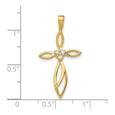 10K Yellow Gold 1/20 ct tw Diamond Cross Pendant – view 3