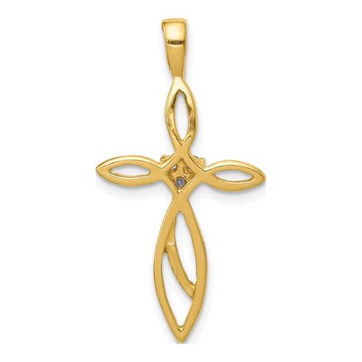 10K Yellow Gold 1/20 ct tw Diamond Cross Pendant – view 5