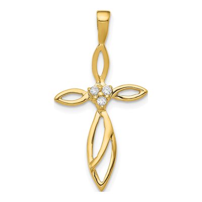 10K Yellow Gold 1/20 ct tw Diamond Cross Pendant
