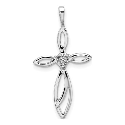 14K White Gold Cross Pendant Mounting