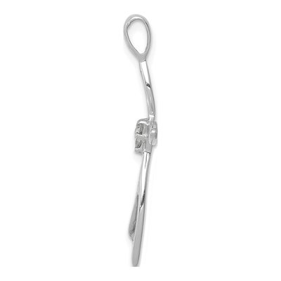 14K White Gold Diamond 3-Stone Cross Pendant – view 3