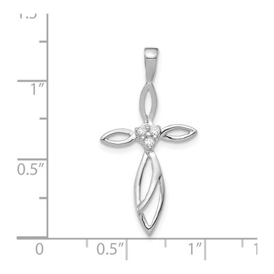 14K White Gold Diamond 3-Stone Cross Pendant – view 4
