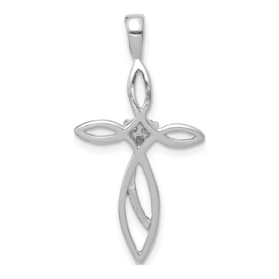 14K White Gold Diamond 3-Stone Cross Pendant – view 5