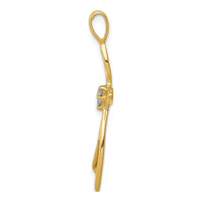 14K Yellow Gold Diamond 3-Stone Cross Pendant – view 2