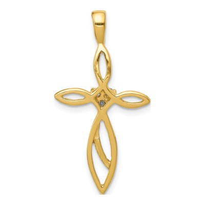 14K Yellow Gold Diamond 3-Stone Cross Pendant – view 3