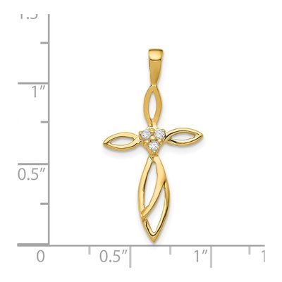 14K Yellow Gold Diamond 3-Stone Cross Pendant – view 4