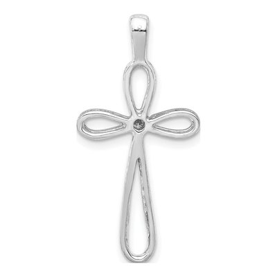 14K White Gold 1/20 ct tw Diamond Loop Cross Pendant – view 4