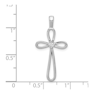 14K White Gold 1/20 ct tw Diamond Loop Cross Pendant – view 5