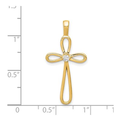 14K Yellow Gold 1/20 ct tw Diamond Loop Cross Pendant – view 2