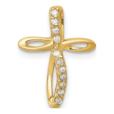 14K Yellow Gold 1/15 ct tw Diamond Cross Slide Pendant