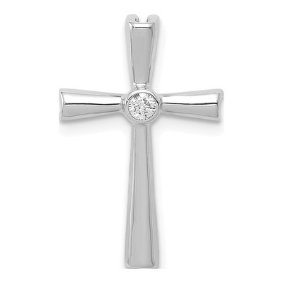 14K White Gold 1/20 ct tw Diamond Cross Slide Pendant