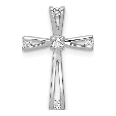 14K White Gold 1/15 ct tw Diamond Cross Pendant