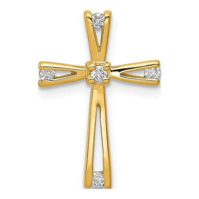 14K Yellow Gold 1/15 ct tw Diamond Cross Slide Pendant
