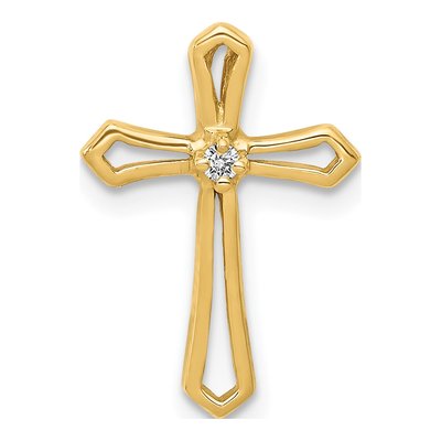14K Yellow Gold Diamond Cross Slide Pendant