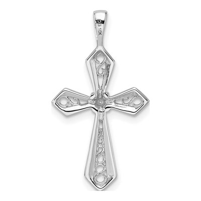 10K White Gold Diamond Cross Pendant Mounting – view 4