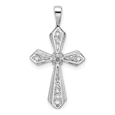 10K White Gold Diamond Cross Pendant Mounting