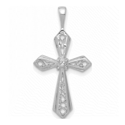 10K White Gold Diamond Cross Pendant