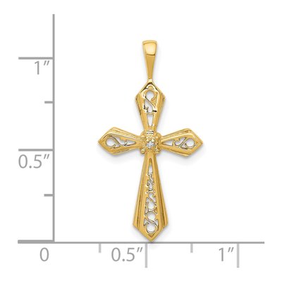 10K Yellow Gold Diamond Cross Pendant – view 3