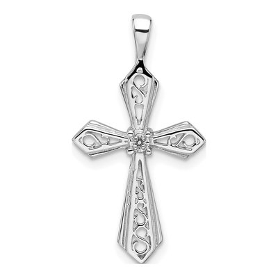 14K White Gold Cross Pendant Mounting