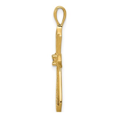 14K Yellow Gold Diamond Cross Pendant – view 3