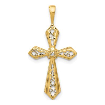 14K Yellow Gold Diamond Cross Pendant