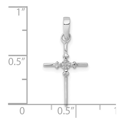 10K White Gold Diamond Slim Cross Pendant – view 4
