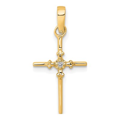 14K Yellow Gold Diamond Cross Pendant