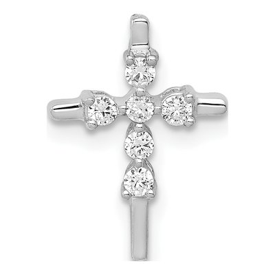 14K White Gold 1/6 ct tw Diamond Cross Slide Pendant
