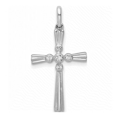 14K White Gold 1/15 ct tw Diamond Cross Pendant