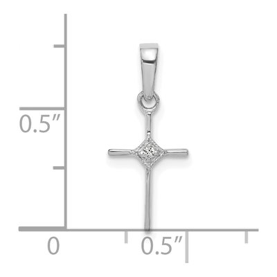 10K White Gold Small Diamond Cross Pendant – view 4