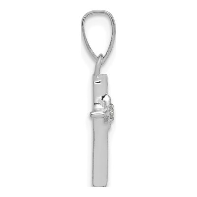 14K White Gold Diamond Small Cross Pendant – view 3