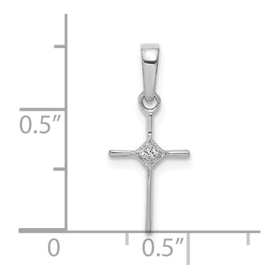 14K White Gold Diamond Small Cross Pendant – view 4