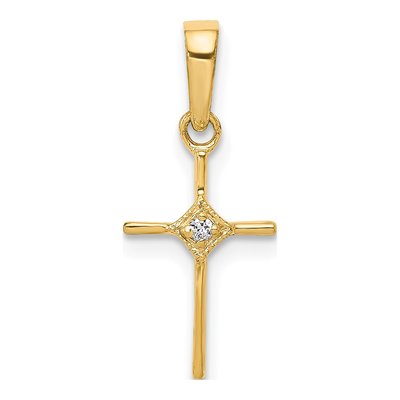 14K Yellow Gold Diamond Cross Pendant