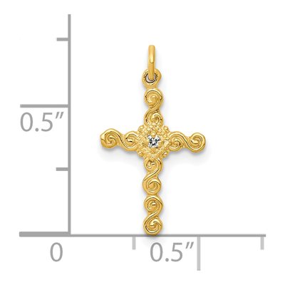 10K Yellow Gold Small Diamond Cross Charm – view 4