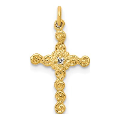 10K Yellow Gold Small Diamond Cross Charm