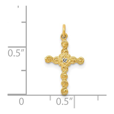 14K Yellow Gold Diamond Small Cross Charm – view 5