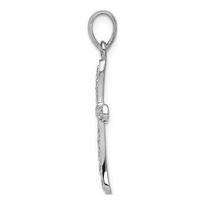 14K White Gold 1/8 ct tw Diamond Curved Cross Pendant – view 2