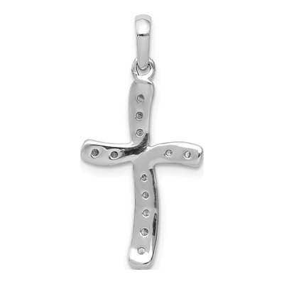 14K White Gold 1/8 ct tw Diamond Curved Cross Pendant – view 3